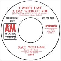 Paul Williams: I Won't Last a Day Without You US promo 7-inch