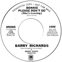 Barry Richards: Bonnie Please Don't Go US promo 7-inch