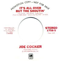Joe Cocker: It's All Over But the Shouting US promo 7-inch