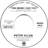 Peter Allen: The More I See You US promo 7-inch