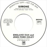 England Dan & John Ford Coley: Simone US promo 7-inch