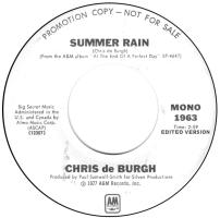 Chris DeBurgh: Summer Rain US promo 7-inch