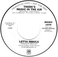 Letta Mbulu: There's Music In the Air US promo 7-inch