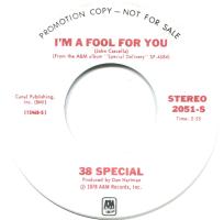 38 Special: I'm a Fool For You US promo 7-inch