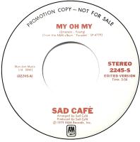 Sad Cafe: My Oh My US promo 7-inch