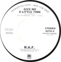 R.A.F.: Give Me a Little Time US promo 7-inch