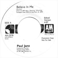 Paul Janz: Believe In Me US promo 7-inch