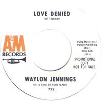 Waylon Jennings: Love Denied US promo 7-inch