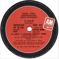 Sting: If You Love Somebody Set Them Free Argentina promo 7-inch