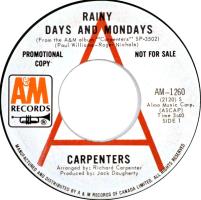 Carpenters: Rainy Days and Mondays Canada promo 7-inch