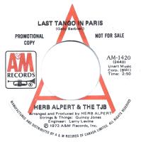 Herb Alpert & the Tijuana Brass: Last Tango In Paris Canada promo 7-inch