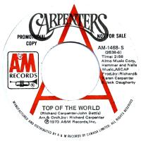Carpenters: Top Of the World Canada promo 7-inch