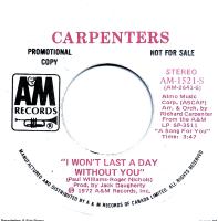 Carpenters: I Won't Last a Day Without You Canada promo 7-inch