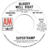 Supertramp: Bloddy Well Right Canada promo 7-inch