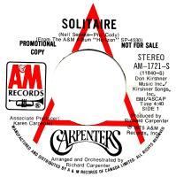 Carpenters: Solitaire Canada promo 7-inch