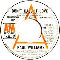 Paul Williams: Don't Call It Love Canada promo 7-inch
