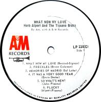 Herb Alpert & the Tijuana Brass: What Now My Love Canada promo vinyl album