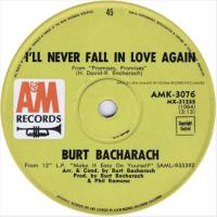 Burt Bacharach: I'll Never Fall In Love Again New Zealand 7-inch