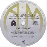 Carpenters: Sweet, Sweet Smile New Zealand 7-inch