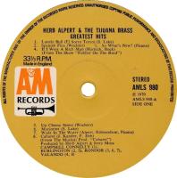 Herb Alpert & the Tijuana Brass: Greatest Hits Britain vinyl album