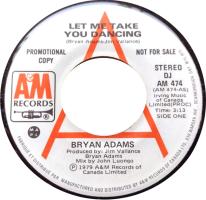 Bryan Adams: Let Me Take You Dancing Canada promo 7-inch