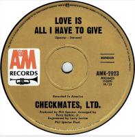 Checkmates Ltd.: Love Is All I Have to Give Australia 7-inch