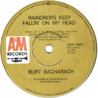 Burt Bacharach: Raindrops Keep Fallin' On My Head Australia 7-inch