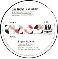 Bryan Adams: One Night Love Affair Australia 7-inch