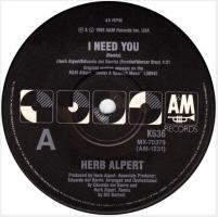 Herb Alpert: I Need You Australia 7-inch