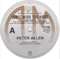 Peter Allen: Don't Wish Too Hard Australia 7-inch