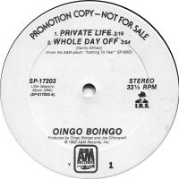 Oingo Boingo: Private Life US promo 12-inch