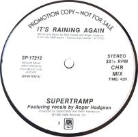 Supertramp: It's Raining Again US promo 12-inch