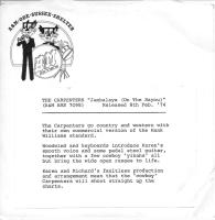 Carpenters: Jambalaya Britain 7-inch