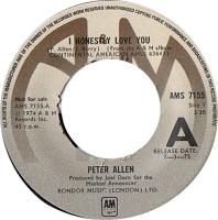 Peter Allen: I Honestly Love You Britain 7-inch