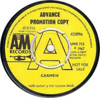 Herb Alpert & the Tijuana Brass: Carmen Britain promo 7-inch