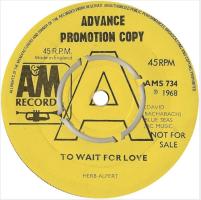 Herb Alpert & the Tijuana Brass: To Wait For Love Britain promo 7-inch