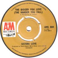 Sisters Love: The Bigger You Love (the Harder You Fall) Britain 7-inch