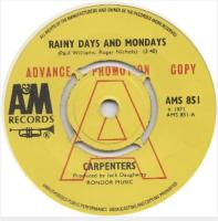 Carpenters: Rainy Days and Mondays Britain promo 7-inch