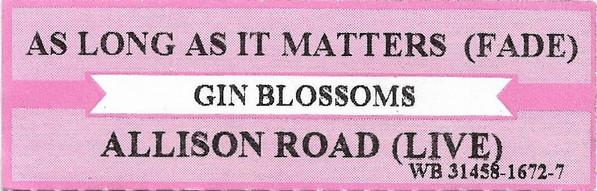 Gin Blossoms: As Long As It Matters US jukebox strip
