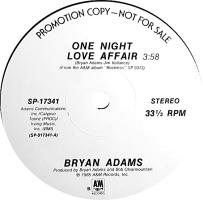 Bryan Adams: One Night Love Affair US promo 12-inch