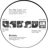 Bricklin: For Her Love US promo 12-inch