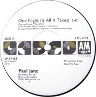 Paul Janz: One Night Is All It Takes US promo 12-inch