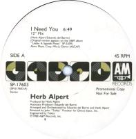 Herb Alpert: I Need You US promo 12-inch