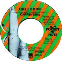 Carpenters: I Need to Be In Love US 7-inch reissue