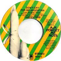 Carpenters: Don't Cry For Me Argentina US 7-inch reissue