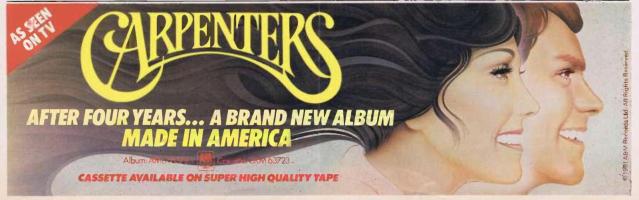 Carpenters: Made In America Britain album ad