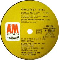 Herb Alpert & the Tijuana Brass: Greatest Hits France vinyl album