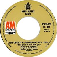 Herb Alpert & the Tijuana Brass: This Guy’s In Love With You Spain 7-inch