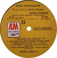 Burt Bacharach: Butch Cassidy and the Sundance Kid Uruguay vinyl album