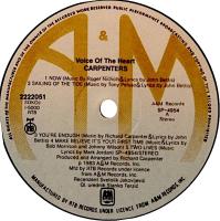Carpenters: Voice Of the Heart Yugoslavia vinyl album